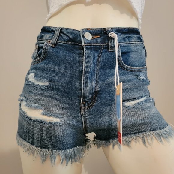 Distressed Frayed Bottom Shorts - Picture 2 of 5
